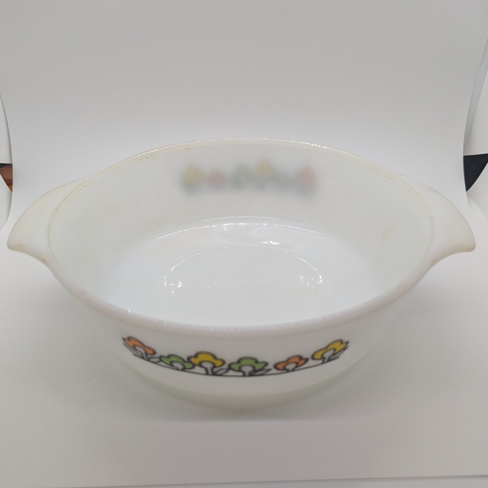 Vintage Fire-King Summerfield Milk Glass Casserole Dish 1.5 Q Anchor Hocking 437